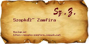 Szopkó Zamfira névjegykártya